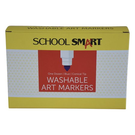 SCHOOL SMART MARKER ART WASHABLE CONICAL TIP BLUE  PACK OF 12 PK 6773W-12BLUE-CO